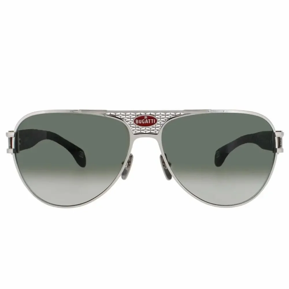 New! BUGATTI 11 SS Black and Sterling Silver Sunglasses Aviator Style, Authentic